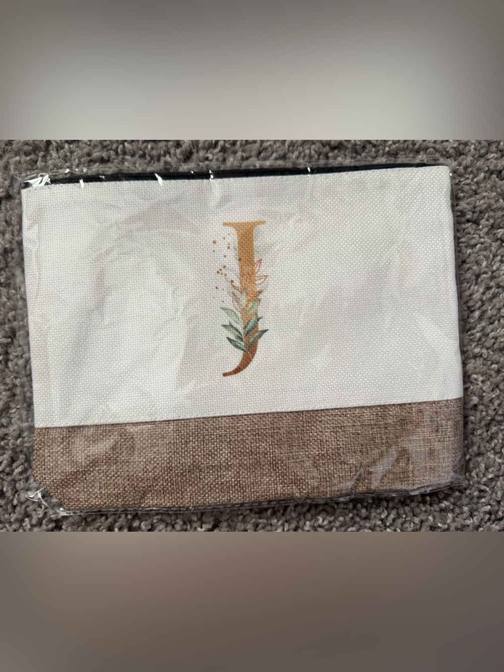 Monogram J Canvas Tote with Matching Zip Bag Accent with Botanical Motif